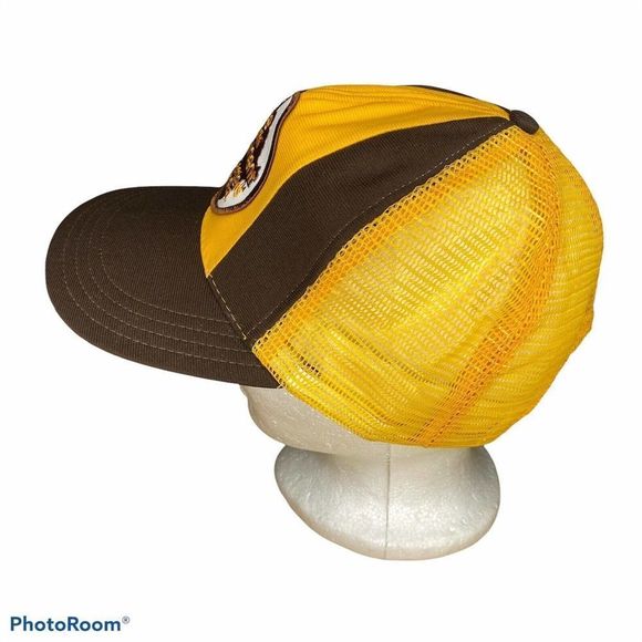 Vintage Busch Gardens Hat 80s The Dark Continent Yellow Snap Back Cap Mesh USA - Picture 5 of 6